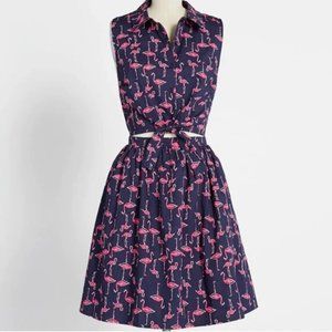 Modcloth Flamingo Shirt Dress